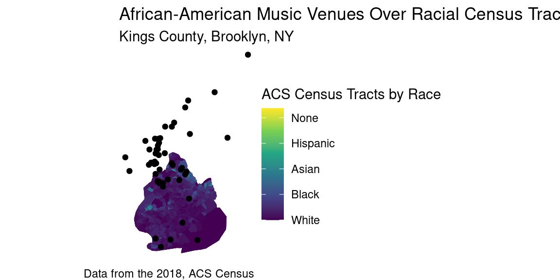 Map of Brooklyn and African-American Brooklyn Music Venues/Nightlife